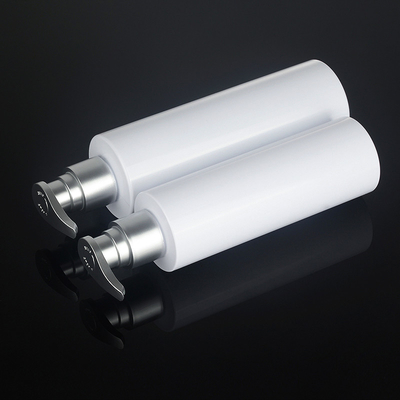 ژل دوش PET سفید گرد 200 میلی لیتری 500 میلی لیتری Silver Top Serum Conditioner Plastic Shampoo Pump Skincare Packaging Bottle