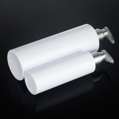 ژل دوش PET سفید گرد 200 میلی لیتری 500 میلی لیتری Silver Top Serum Conditioner Plastic Shampoo Pump Skincare Packaging Bottle